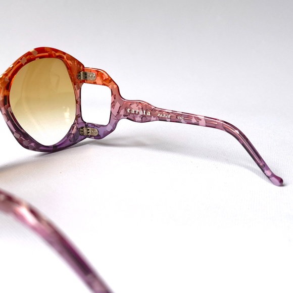 Vintage Sunglasses French 1960s Carita Paris France Oversized Butterfly Bug Eye - Picture 7 of 16